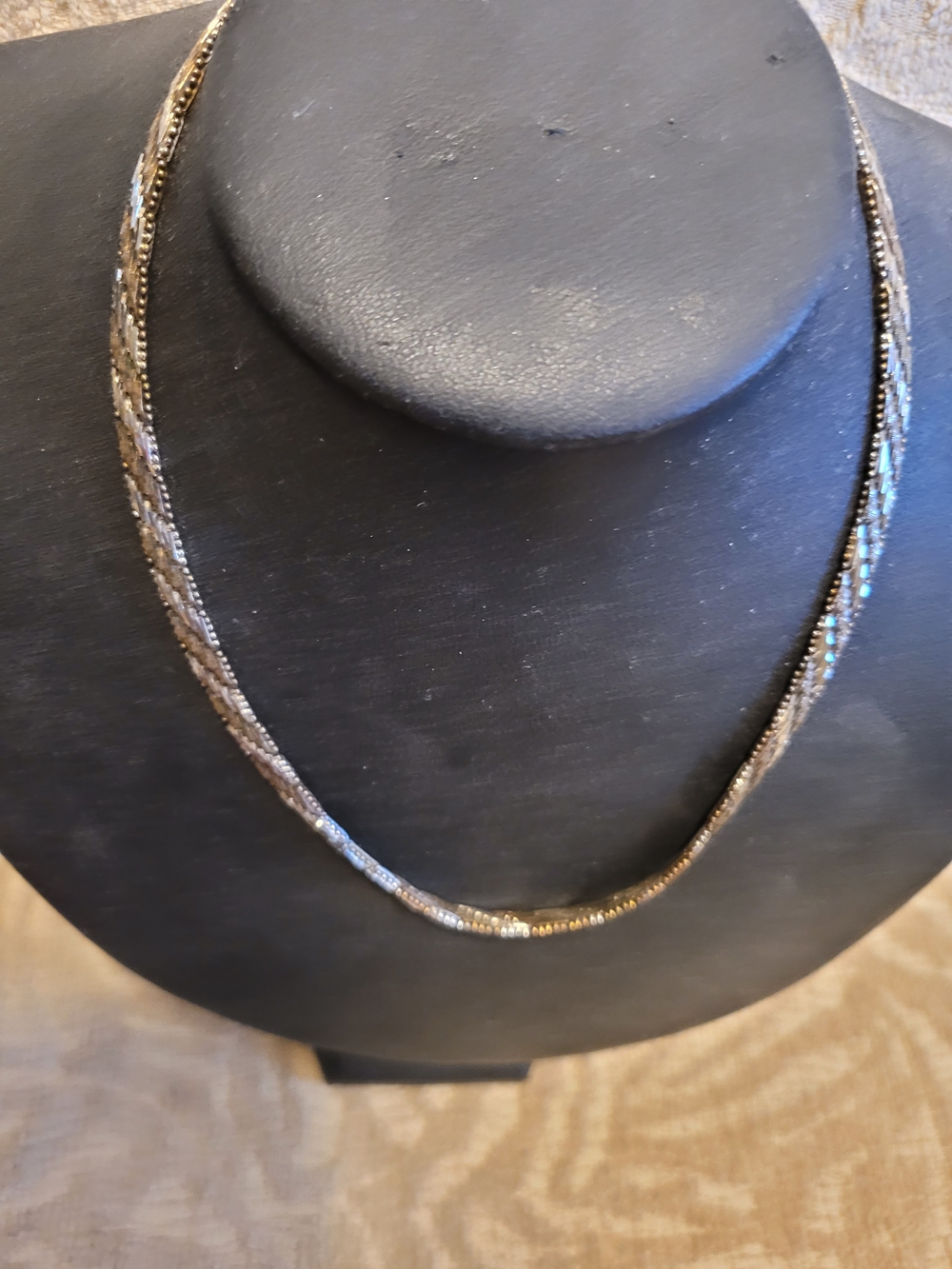 Gold-Tone Sterling Silvrr 925 Braided Bead Necklace - Women Jewelry 16inches